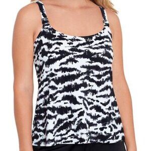NWT Swim Solutions A-Line Tankini Top Feral Stripe Swim Size 8-10 $100 LLL111